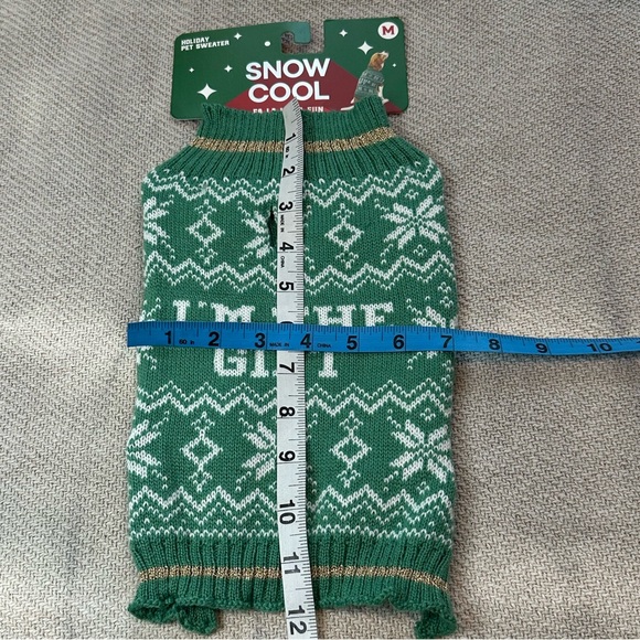 Pet Holiday Sweater Size Medium Dog I’m the Gift Green Christmas Outfit - Picture 4 of 6